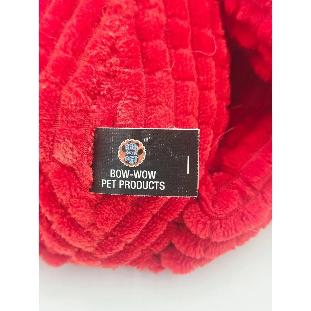 Bow-Wow Pet Products Red Corduroy Dog Plush Santa Hat Holiday Squeaky Toy 12
